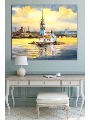 Morfil Sanat Atölyesi Kız Kulesi Istanbul Günbatımı Dekoratif Kanvas Tablo (6 Farklı Ölçü)