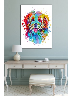 Morfil Sanat Atölyesi Petshoplara Veterinerlere Özel Suluboya Efektli Köpek Kanvas Tablo Sevimli Patiler ( 8 Farklı Ölçü )