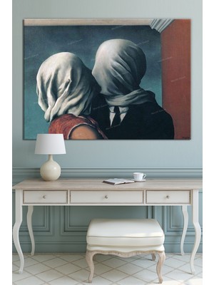 Morfil Sanat Atölyesi Rene Magritte The Lovers Aşıklar Sanatsal Kanvas Tablo (8 Farklı Ölçü)