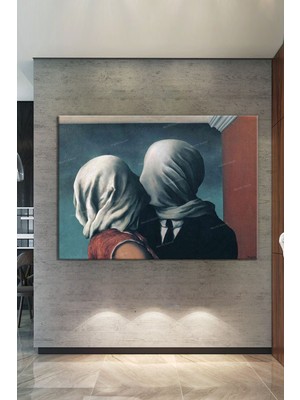 Morfil Sanat Atölyesi Rene Magritte The Lovers Aşıklar Sanatsal Kanvas Tablo (8 Farklı Ölçü)