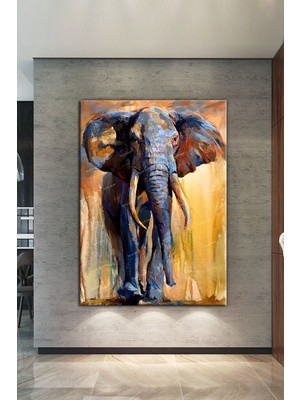 Morfil Sanat Atölyesi Fil Tablosu Dekoratif Sanatsal Kanvas Tablo (8 Farklı Ölçü)