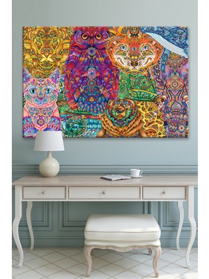 Morfil Sanat Atölyesi Mandala Hayvanlar Dekoratif Sanatsal Kanvas Tablo