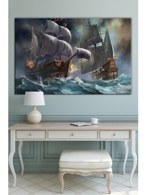 Morfil Sanat Atölyesi Yelkenli Gemiler Deniz Sanatsal Kanvas Tablo