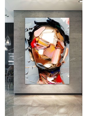 Morfil Sanat Atölyesi Yüzler Fırça Darbeli Görünümlü Soyut Modern Sanat Kanvas Tablo