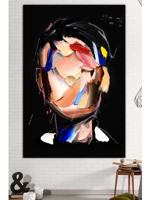 Morfil Sanat Atölyesi Yüzler Fırça Darbeli Görünümlü Soyut Modern Sanat Kanvas Tablo