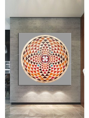 Morfil Sanat Atölyesi Yaşam Çiçeği Kutsal Geometri Sri Yantra Kanvas Tablo