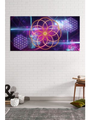 Morfil Sanat Atölyesi Yaşam Çiçeği Kutsal Geometri Sri Yantra Kanvas Tablo (8 Farklı Ölçü)