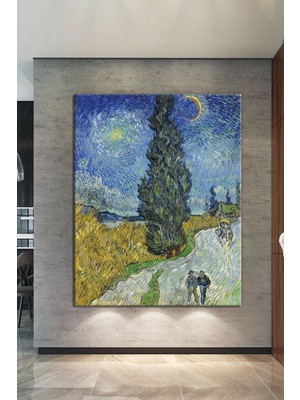 Morfil Sanat Atölyesi Vincent Van Gogh Selvili Ve Yıldızlı Yol Road With Cypress And Star  (8 Farklı Ölçü)