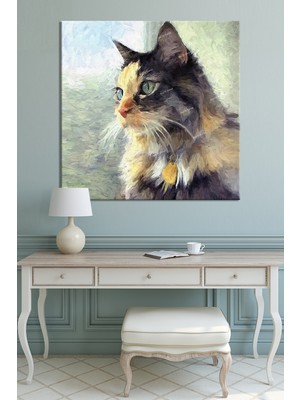 Morfil Sanat Atölyesi Kedi Sevimli Pati Dekoratif Kanvas Tablo