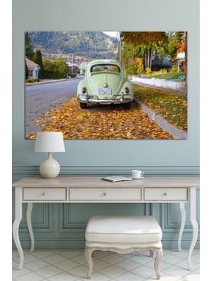 Morfil Sanat Atölyesi Vosvos Vintage Otomobil Şehir Manzara Kanvas Tablo