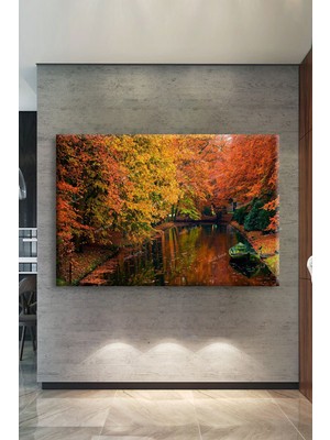 Morfil Sanat Atölyesi Sonbahar Göl Orman Doğal  Tabiat Kanvas Tablo