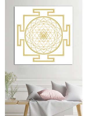 Morfil Sanat Atölyesi Yaşam Çiçeği Kutsal Geometri Sri Yantra Kanvas Tablo