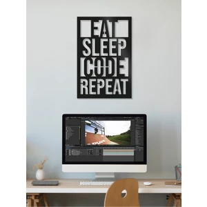 Arel Dekor Eat Sleep Code Repeat - Yazılımcı Mdf Tablo