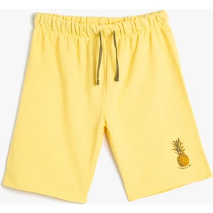 Şort Beli Bağlamalı Ananas Baskılı
