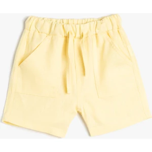 Keten Şort Beli Bağlamlı Cepli