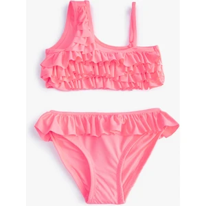 Bikini Takımı Fırfırlı Tek Omuz İnce Askı Detaylı