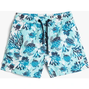 Deniz Şortu Beli Bağlamalı Kaplumbağa Baskılı