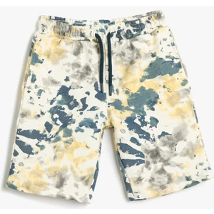 Şort Batik Desenli Beli Bağlamalı Cepli Pamuklu