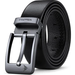 William Polo Deri Siyah Metal Tokalı Şık Italyan Kemer