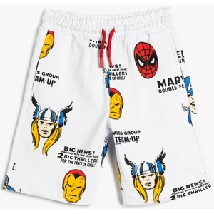 Avengers Şort Lisanslı Beli Bağlamalı Cepli Pamuklu