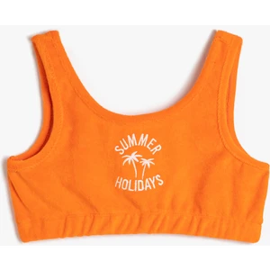 Crop Atlet Havlu Kumaş Yuvarlak Yaka Pamuklu