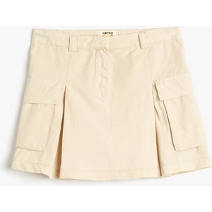 Kargo Mini Etek Pileli Yandan Cepli Pamuklu