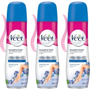 Veet Tüy Dökücü Sprey Bacak & Vücut Bölgesi Hassas Ciltler 150 ml 3 Adet Veet Sprey