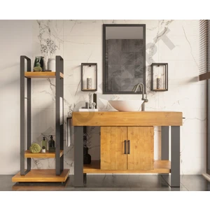 Ntconcept Arwen Ayna Çerçeveli Masif Ahşap Lavabo Dolabı HILTON(90CM)