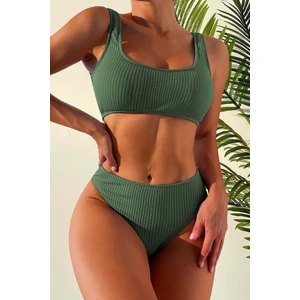 Özel Fitilli Kumaş Tankini Bikini Üstü