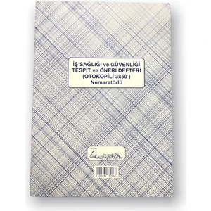 Iş Sağlığı ve Güvenliği Tespit ve Öneri Defteri ( Karton