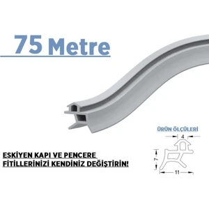 Pimapen Pvc Kapı Pencere Fitili Contası 75 Metre Gri 75 Metre Gri Kapı Pencere