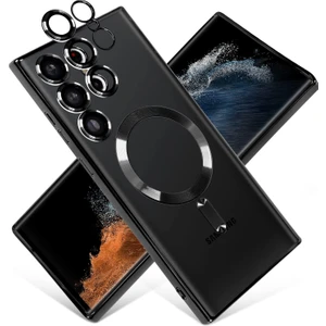 Samsung Galaxy S23 Ultra Kılıf Magsafe Kamera Lensli Korumalı Şeffaf Silikon Kapak