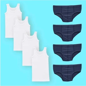 Erkek Çocuk Ikili Set Pamuklu Penye 4 Atlet 4 Külot