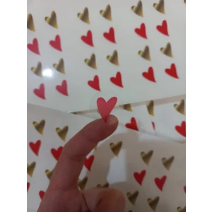 Genç Girişimci Şeffaf Sticker-Gold-Kırmızı Kalp- (2,5x2,5 Cm) 50 Adet