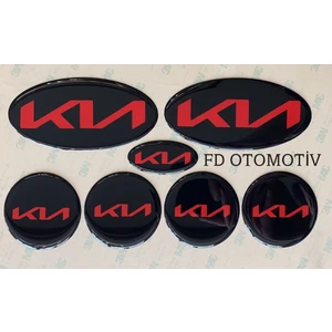 FD Otomotiv Kıa / Ceed , Rio , Cerato Özel Yeni Kıa Yazılı Logo Amblem Takım Siyah / Kırmızı