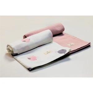 Organik Pamuk Müslin Örtü 2'li Set-Pembe Kuş