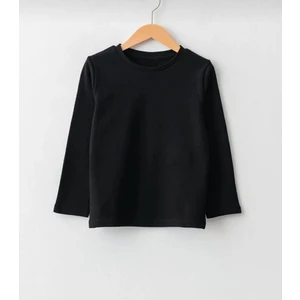 YHE Store Pamuklu Bisiklet Yaka Uzun Kollu Basic  T-Shirt Badi