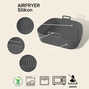 Tıgrecook Airfryer Silikon Pişirme Kalıbı Hava Fritözü Gri XL