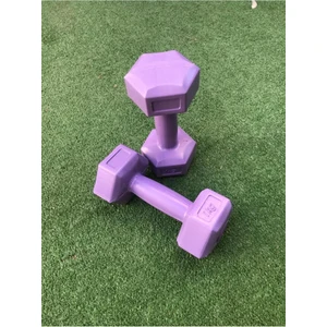 Leyayon 1 kg x 2 Adet Dambıl Vinyl Kaplı Dumbell Ağırlık - Mor Renk