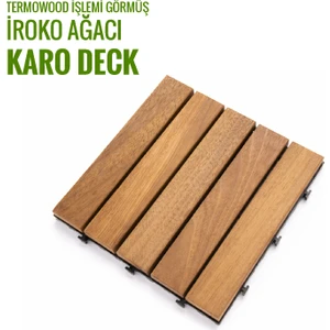 İroko Ağacı Balkon Bahçe Ahşap Yer Döşemesi Karo Deck 30X30 cm – 1 Adet (0,09M2)