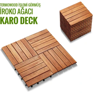 İroko Ağacı Balkon Bahçe Ahşap Yer Döşemesi Karo Deck 30X30 cm – 10 Adet (0,9m2)