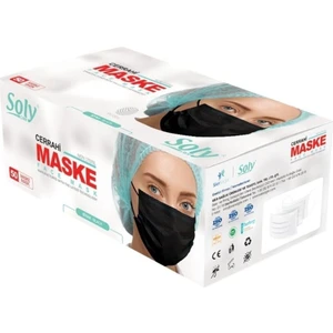 Soly Care 3 Katlı Siyah Maske 200 Adet ( 4 Kutu )