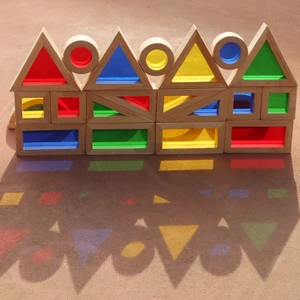 Eğitici Ahşap Oyuncak Ahşap Gökkuşağı Rainbow Blokları 24 Parça Rainbow