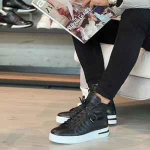 Sail Lakers - Siyah Deri Bağcıklı Erkek Sneaker Bot
