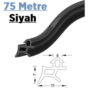 Siyah Pimapen Pvc Kapı Pencere Fitili Contası 75 Metre 75 Metre Siyah Kapı Pencere