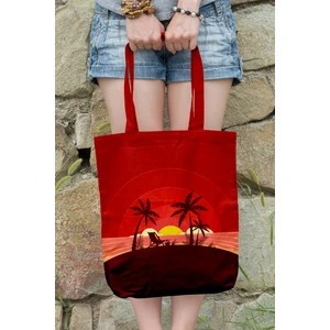 Ays Home Ada Manzarası Desenli Plaj Bez Kitap Alışveriş Çantası