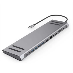 Type-C™ to (Audio Port 3xUSB 3.0 Gigabit Ethernet MicroSD+ SD DP 4K Ultra HD HDMI VGA TYPE-C) 14IN1 Macbook Uyumlu Adaptör
