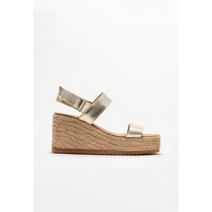 Gold Deri Kadın Espadril