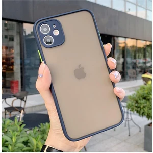 Apple iPhone 12 Kılıf 3D Kamera Korumalı Arkası Mat Kenarları Renkli Smoke Case