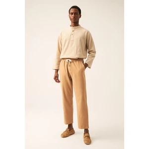 Unisex Vizon Keten Pamuk Karışımlı Casual Pantolon